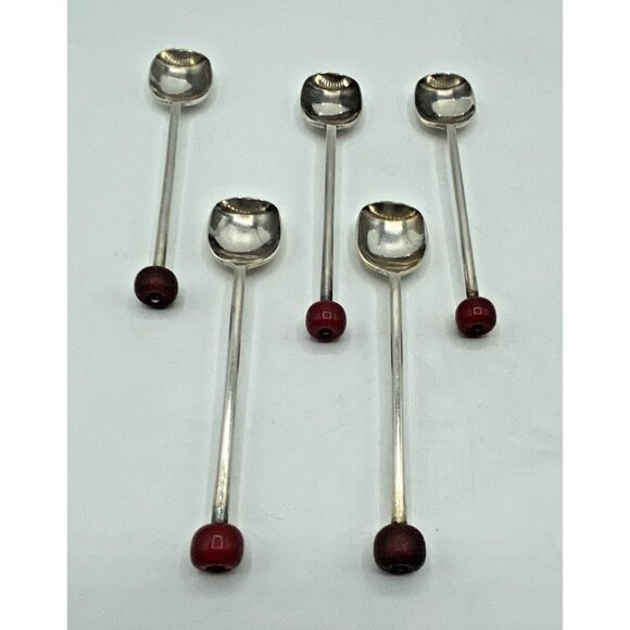 EPNS Cherry Julep Muddler Stirrers Spoons Set of 5 Made in England Barware - Picture 1 of 11
